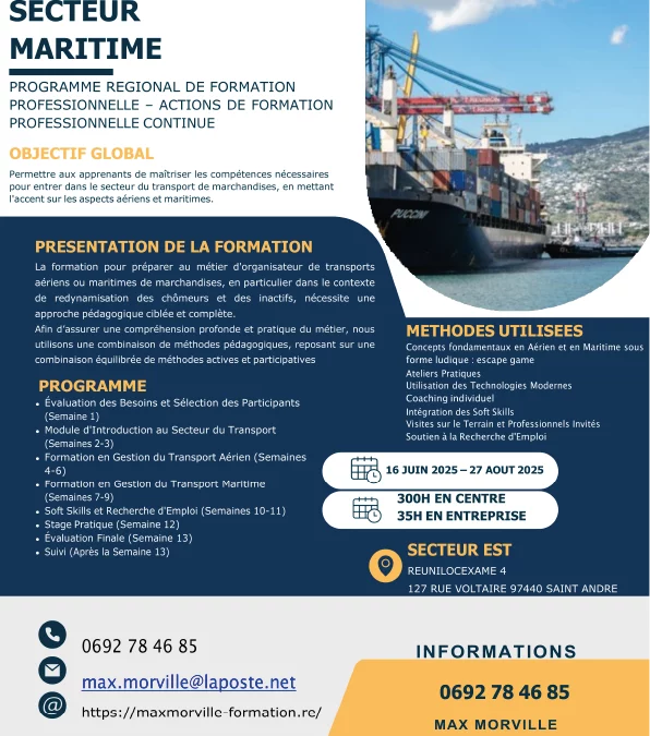 Formation Redynamisation – Métiers du Transport Maritime à Saint-André